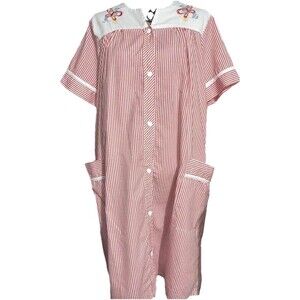 Anthony Richards red and white striped embroidered butterflies house coat